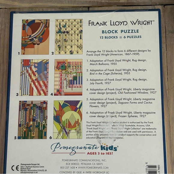 Frank Lloyd Wright Block Puzzle - 6 Puzzles. - Picture 5 of 11
